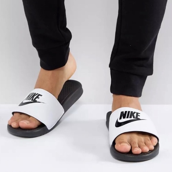 Nike Other - Nike Benassi JDI Sliders in white/black Size 11